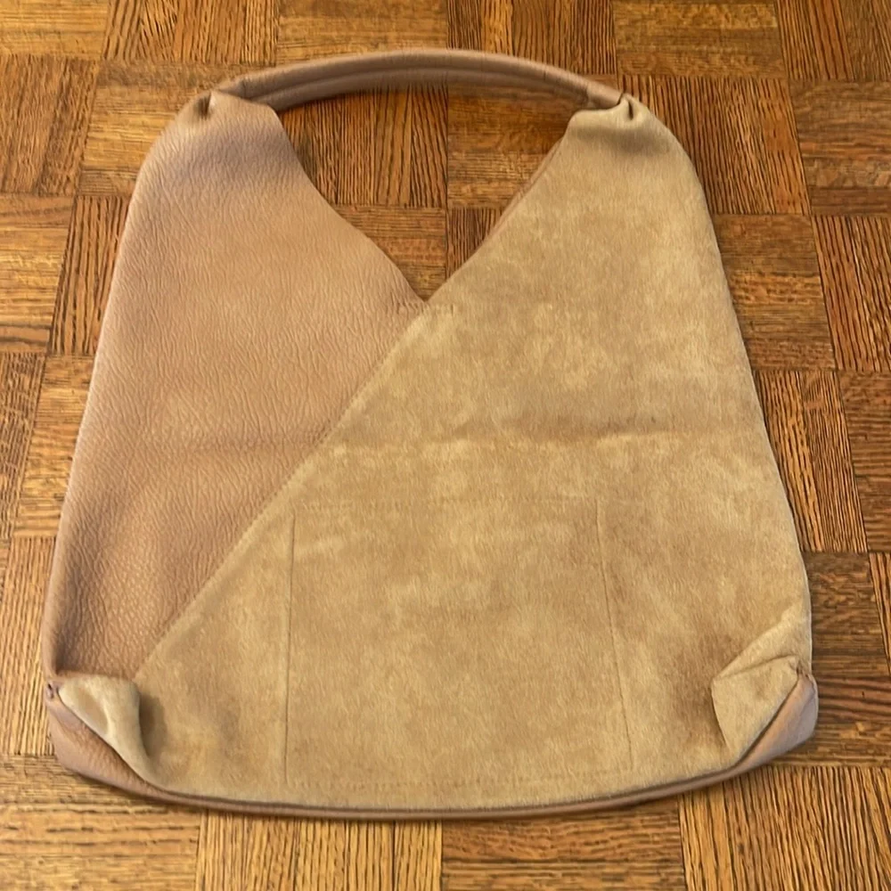 Anthropologie SHIRALEAH Two-Tone Tan VEGAN Leather Women's Bag